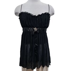 Moda International Y2K Fairycore Gothic Babydoll Coquette Corset Top Small Black